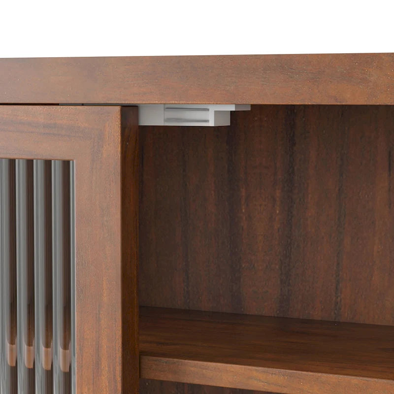 Glass Door Wall Cabinet With Three Tiers of Storage