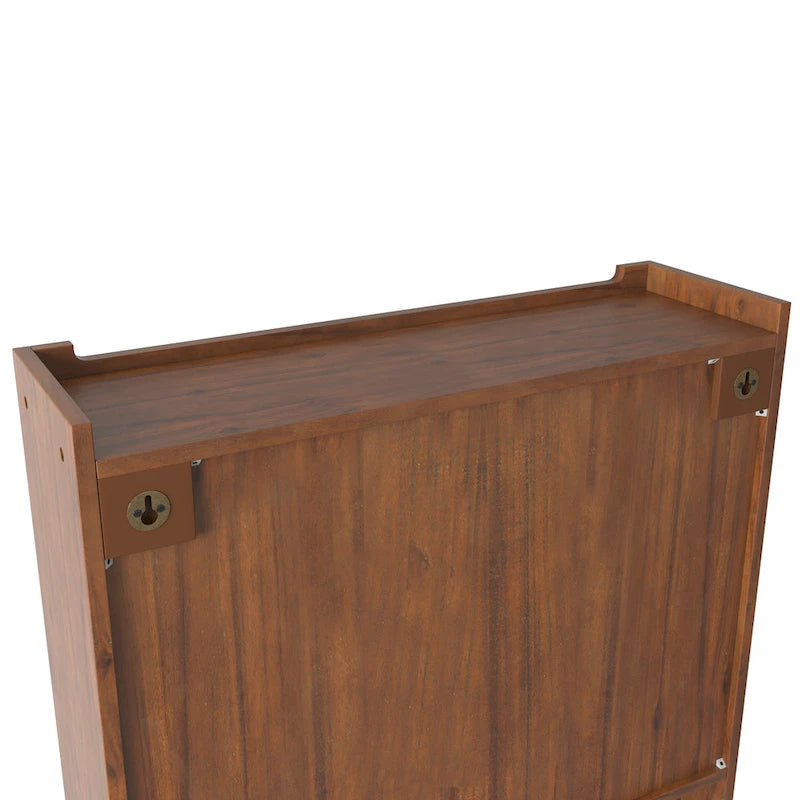 Glass Door Wall Cabinet With Three Tiers of Storage