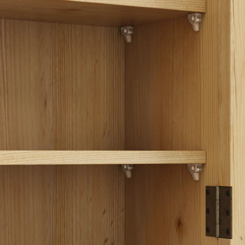 Glass Door Wall Cabinet With Three Tiers of Storage