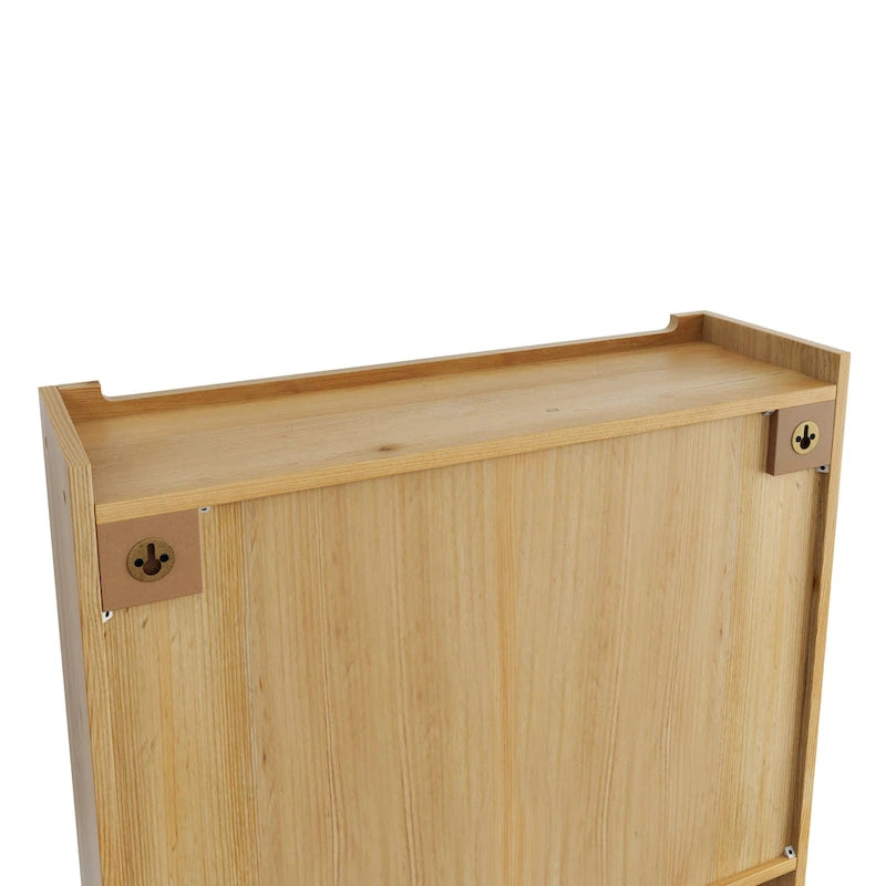Glass Door Wall Cabinet With Three Tiers of Storage