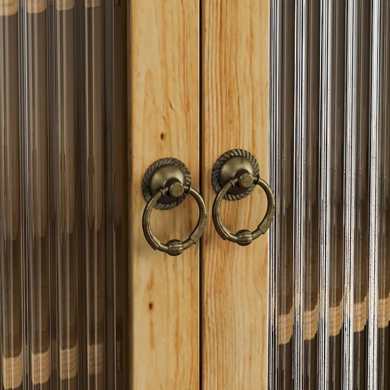Glass Door Wall Cabinet With Three Tiers of Storage