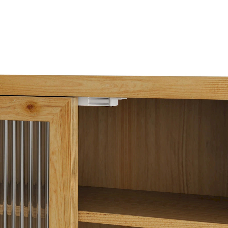 Glass Door Wall Cabinet With Three Tiers of Storage