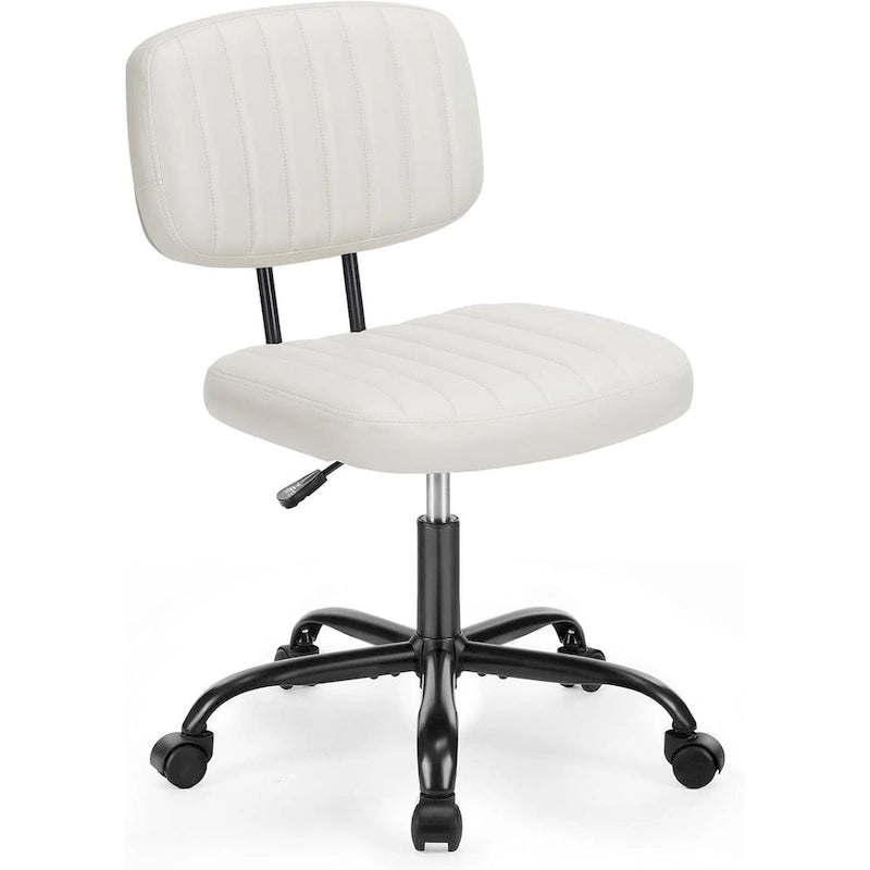Small Office Computer Desk Chair, Comfy Cute Armlees PU Leather Rolling Chair