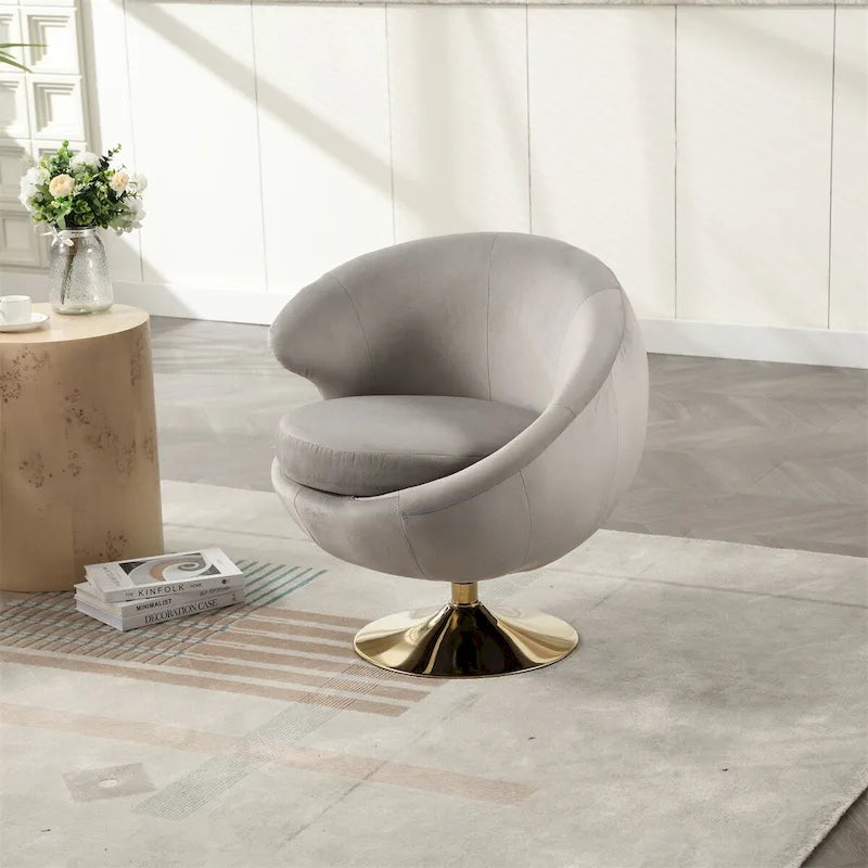 Drehbare Akzent-Barquese-Sessel mit 360-Grad-Drehfunktion, runde Sessel