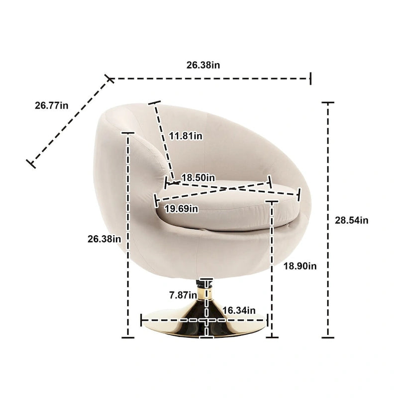 Drehbare Akzent-Barquese-Sessel mit 360-Grad-Drehfunktion, runde Sessel