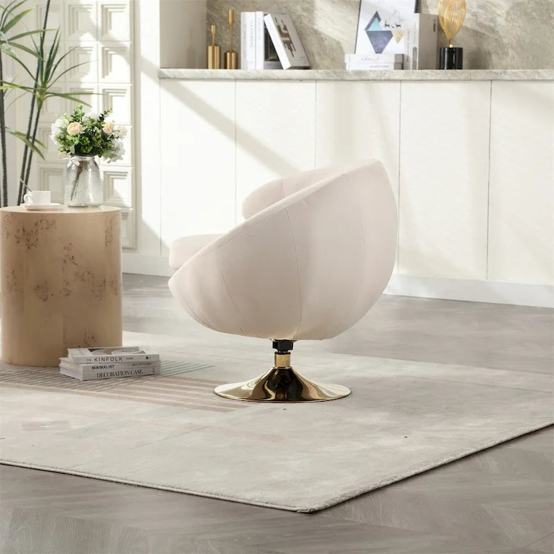 Drehbare Akzent-Barquese-Sessel mit 360-Grad-Drehfunktion, runde Sessel