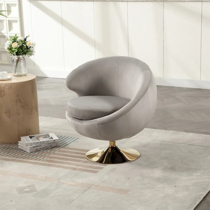 Drehbare Akzent-Barquese-Sessel mit 360-Grad-Drehfunktion, runde Sessel