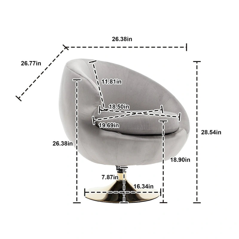 Drehbare Akzent-Barquese-Sessel mit 360-Grad-Drehfunktion, runde Sessel