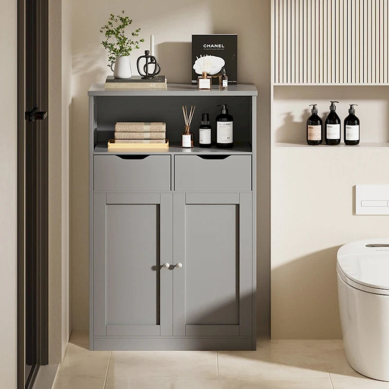 Freestanding Bathroom Storage Pantry Cabinet with 2 Drawers