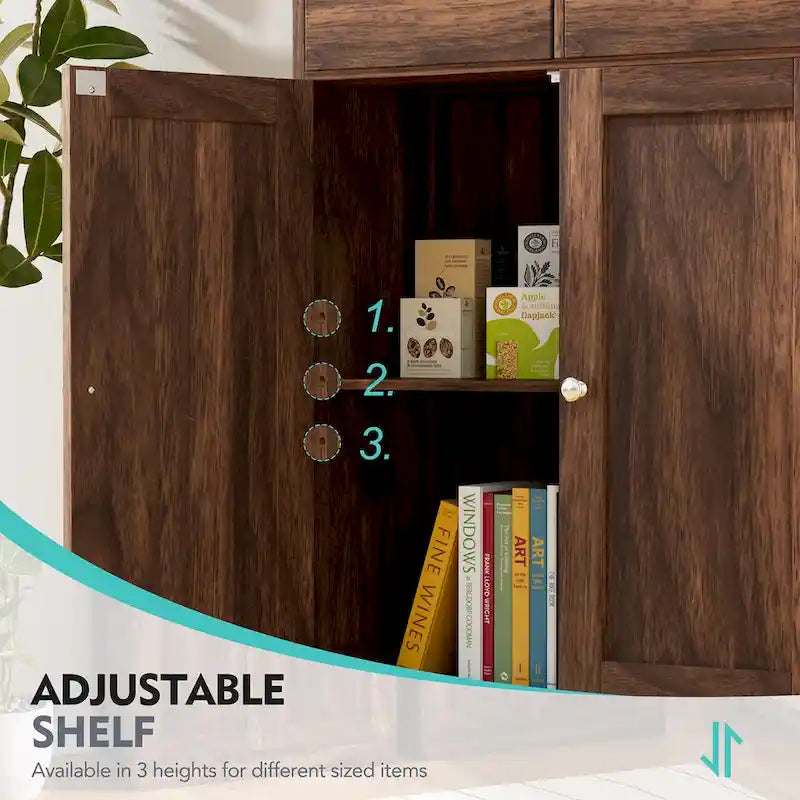 Freestanding Bathroom Storage Pantry Cabinet with 2 Drawers