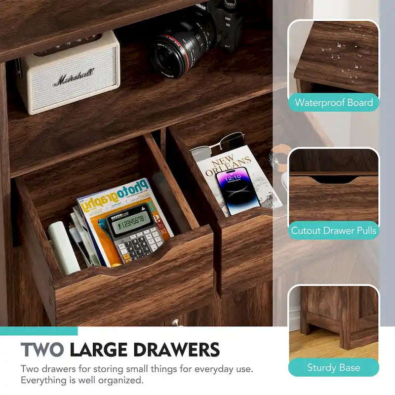 Freestanding Bathroom Storage Pantry Cabinet with 2 Drawers