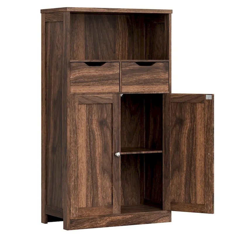 Freestanding Bathroom Storage Pantry Cabinet with 2 Drawers