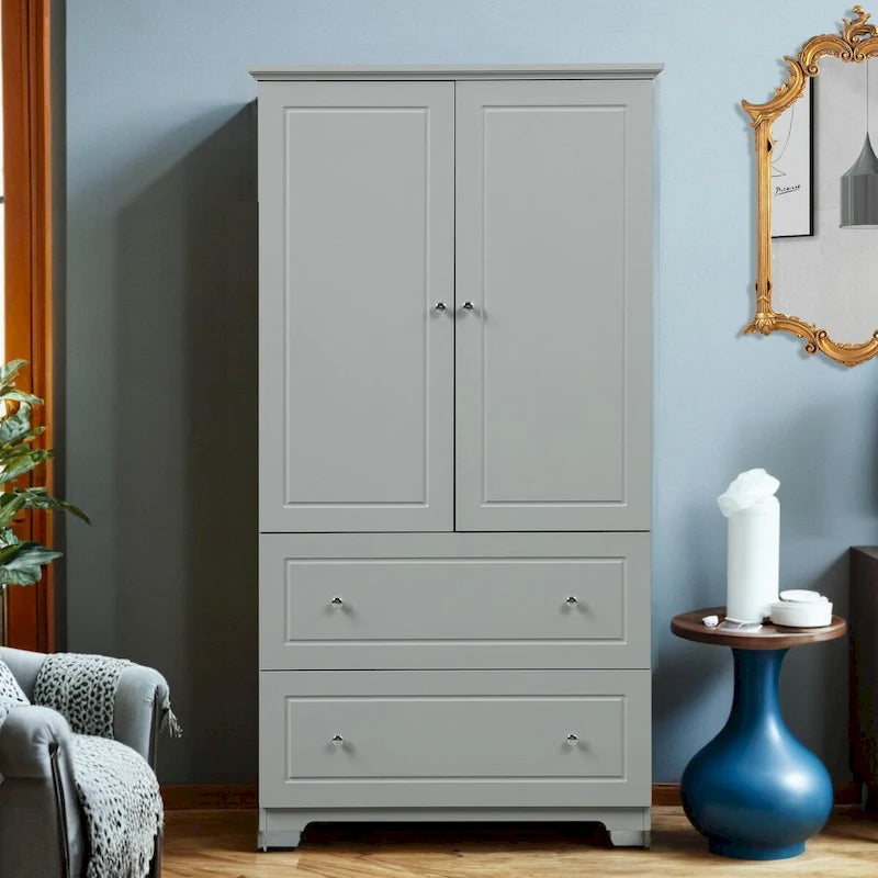 Wide Storage Cabinet with 2 Doors & 2 Drawers