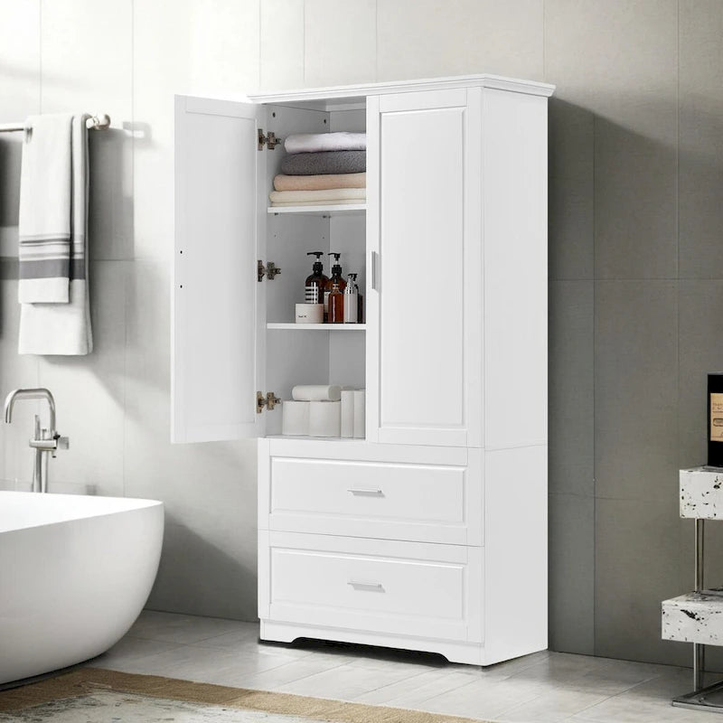 Wide Storage Cabinet with 2 Doors & 2 Drawers