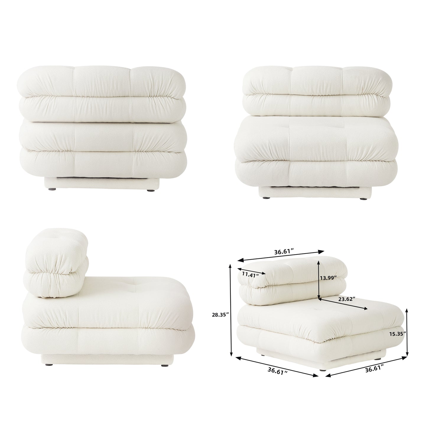 4-Piece Teddy Velvet Deep Seat Modular Sectional Sofa